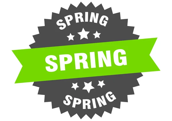 Sinal de primavera. etiqueta de faixa circular verde-preta de primavera — Vetor de Stock