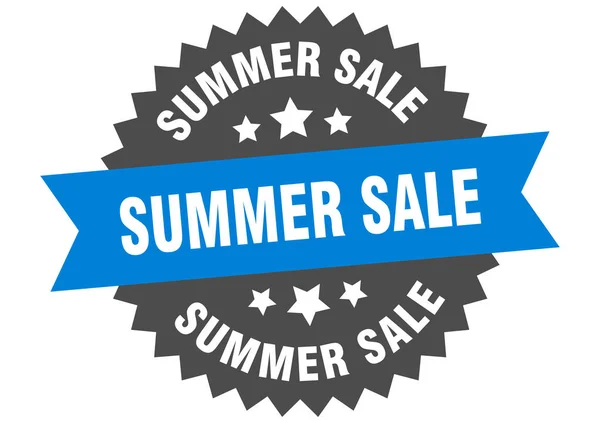 Signo de venta de verano. venta de verano etiqueta de banda circular azul-negro — Archivo Imágenes Vectoriales