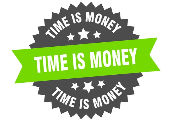 Час є грошовим знаком. час це гроші зелено-чорна кругова стрічка — стоковий вектор