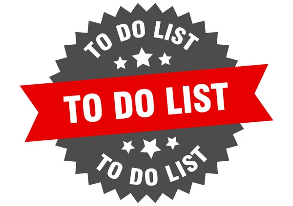 Listajelzés. tennivaló lista piros-fekete kör alakú sáv címke — Stock Vector