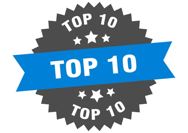 Top 10 signe. top 10 étiquette circulaire bleu-noir — Image vectorielle