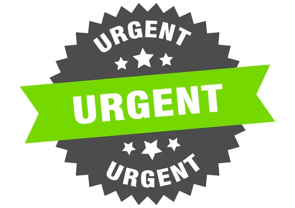 Sinal urgente. etiqueta de faixa circular verde-preta urgente — Vetor de Stock