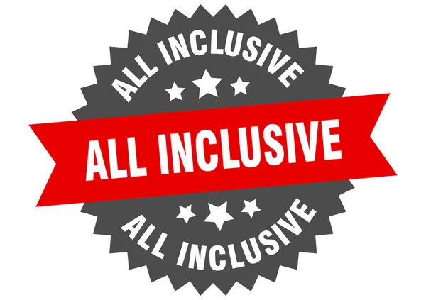 Alles inclusief teken. all inclusive rood-zwart circulair bandlabel — Stockvector