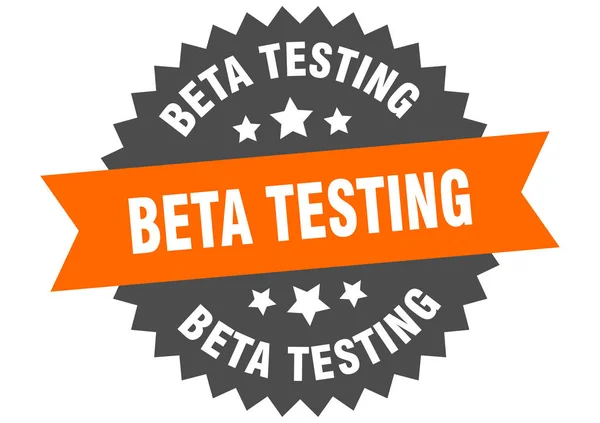 Señal de prueba beta. prueba beta etiqueta de banda circular naranja-negro — Archivo Imágenes Vectoriales