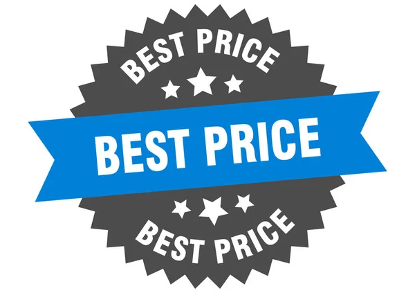 Nejlepší cenovka. nejlepší cena modročerný kruhový pás štítek — Stockový vektor