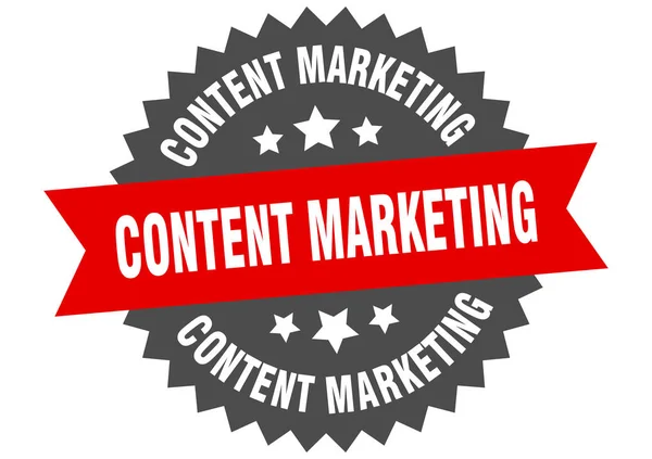 Content Marketing Zeichen. Content Marketing rot-schwarzes Rundband-Etikett — Stockvektor