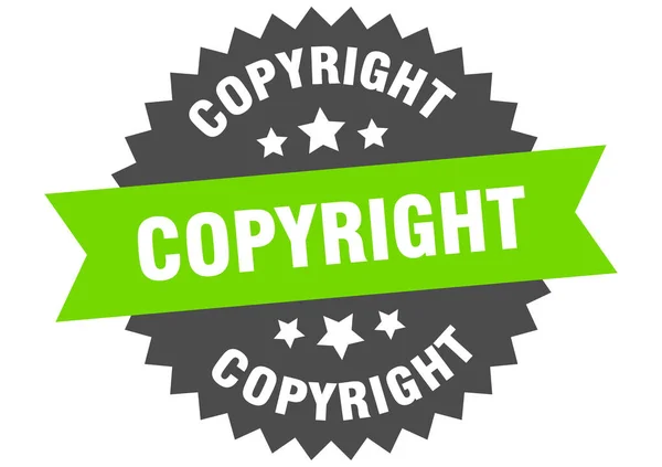 Urheberrechtszeichen. Urheberrecht grün-schwarzes Kreisband-Label — Stockvektor