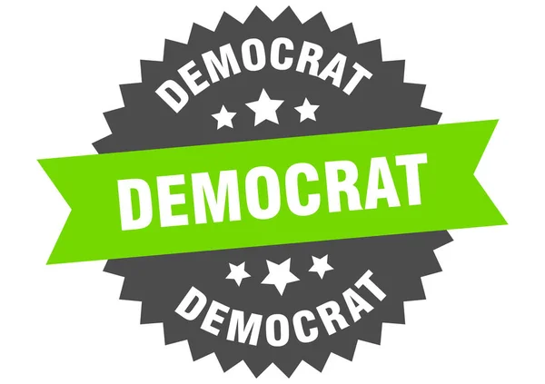 Podpis demokraty. Demokrata zielone-czarne okrągłe pasmo etykiety — Wektor stockowy