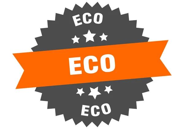 Miljömärke. eco orange-svart cirkulärt band etikett — Stock vektor