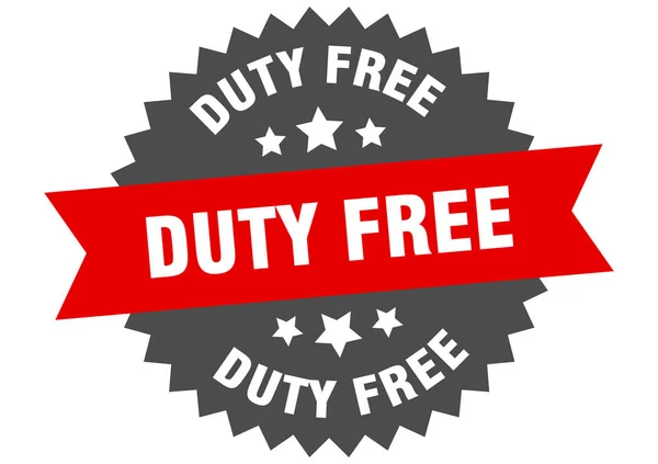 Sinal duty free. etiqueta de faixa circular vermelho-preto duty free — Vetor de Stock