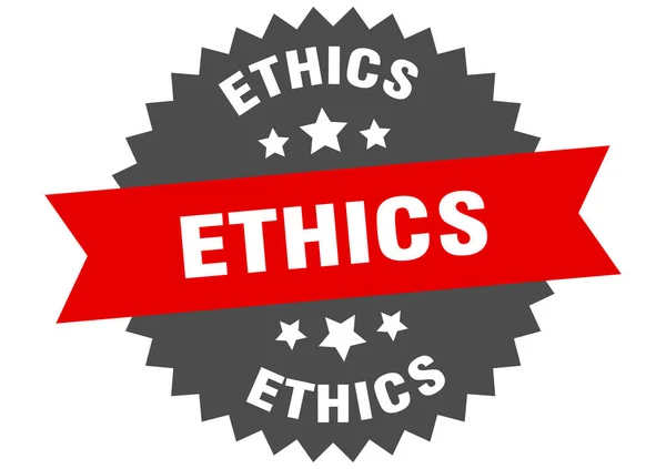 Etické znamení. etika červenočerný kruhový štítek — Stockový vektor