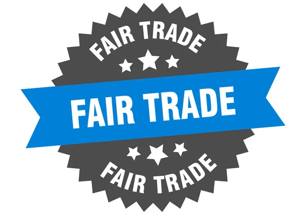 Fair trade sign. fair trade blue-black circular band label — Stock Vector