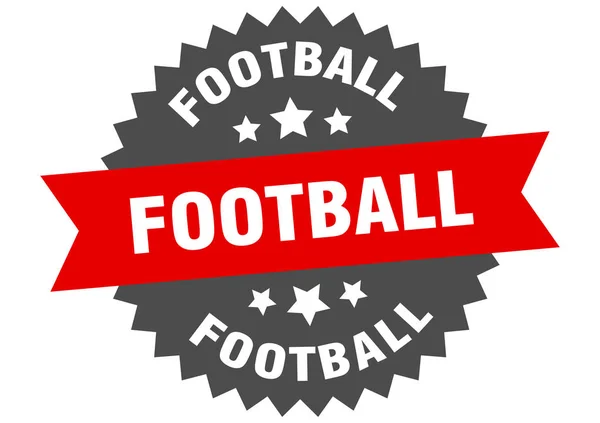 Señal de fútbol. etiqueta de banda circular rojo-negro de fútbol — Vector de stock
