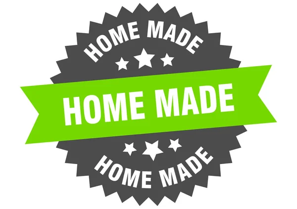 Señal hecha en casa. etiqueta de banda circular verde-negro hecha en casa — Archivo Imágenes Vectoriales