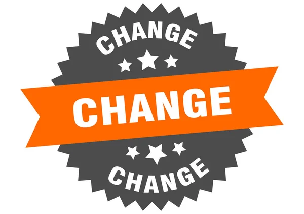 Zmień znak. zmiana pomarańczowo-czarnej etykiety opaski okrągłej — Wektor stockowy