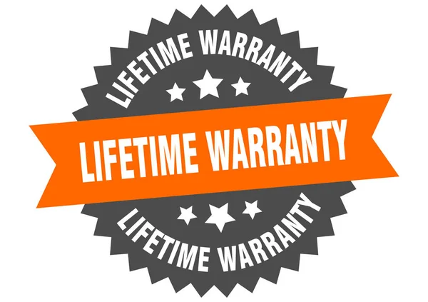 Lifetime warranty sign. lifetime warranty orange-black circular band label — Stock Vector