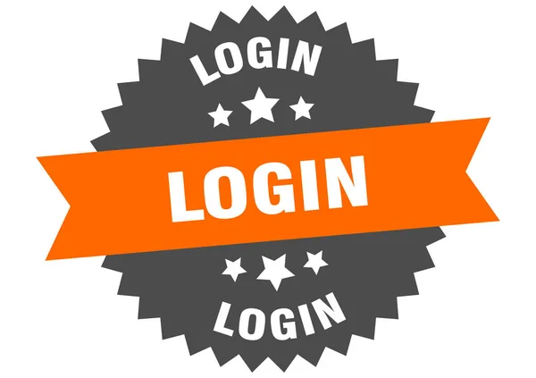 Znak logowania. login pomarańczowo-czarny okrągły pasek etykieta — Wektor stockowy