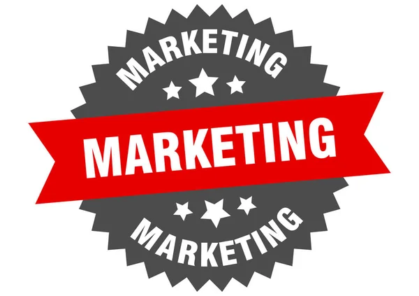 Marketingová značka. marketingový červenočerný kruhový štítek — Stockový vektor