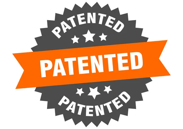 Signo patentado. etiqueta de banda circular naranja-negro patentada — Vector de stock