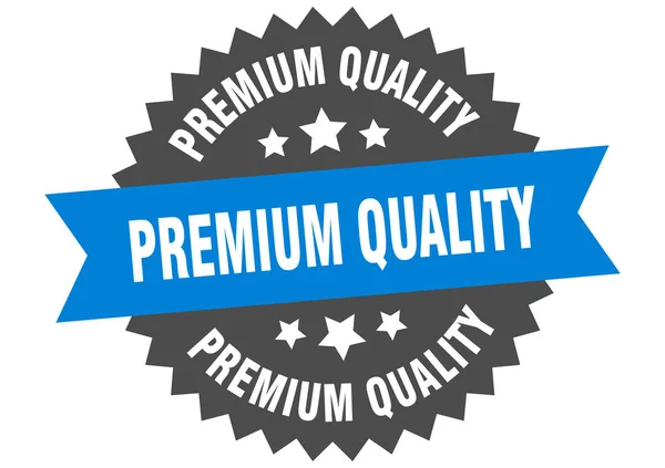 Sinal de qualidade premium. etiqueta de faixa circular azul-preta de qualidade premium — Vetor de Stock