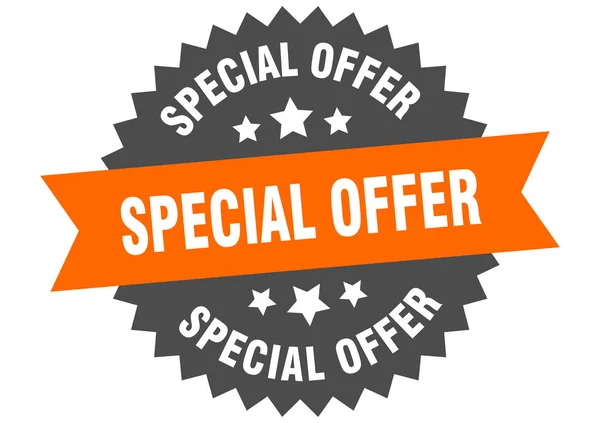 Sinal oferta especial. oferta especial laranja-preto etiqueta banda circular — Vetor de Stock