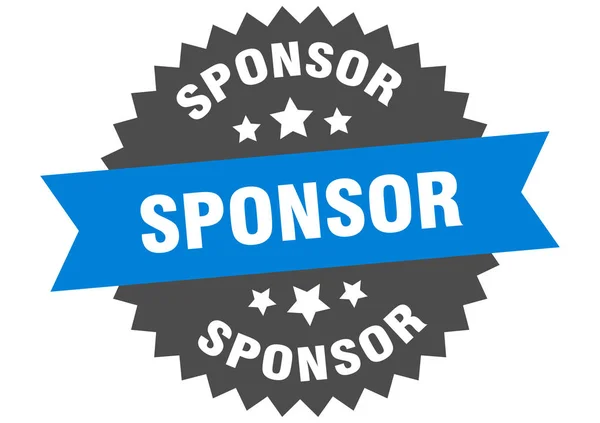 Signe du sponsor. sponsor bande circulaire bleu-noir étiquette — Image vectorielle