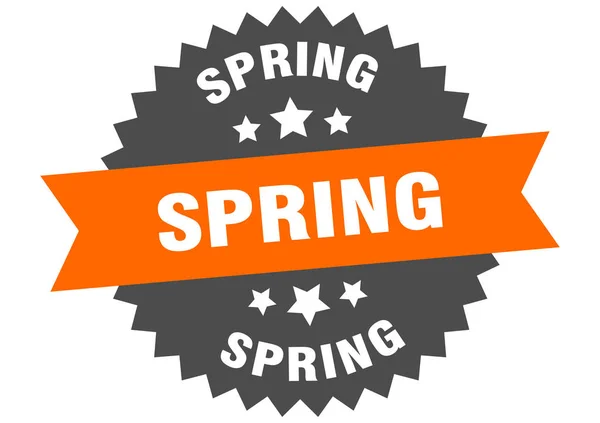 Sinal de primavera. etiqueta de faixa circular laranja-preta de primavera — Vetor de Stock