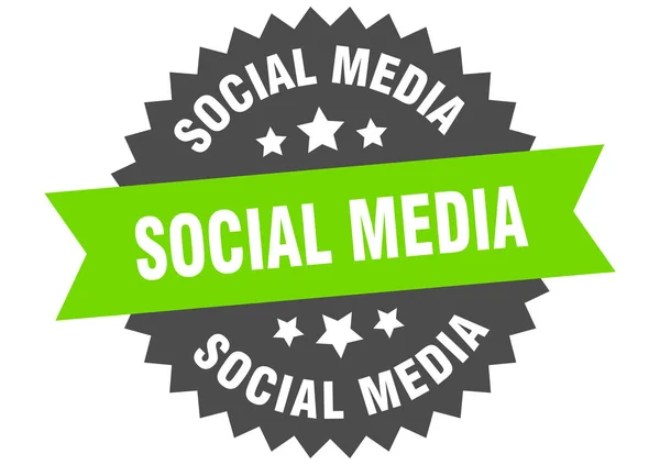 Znak mediów społecznościowych. social media zielony-czarny okrągły pasek etykieta — Wektor stockowy