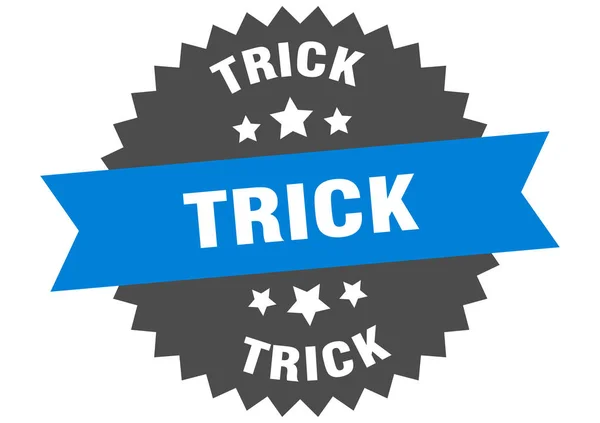 Nápis. trik modročerný kruhový štítek — Stockový vektor