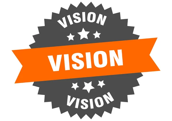 Signe de vision. étiquette circulaire vision orange-noir — Image vectorielle