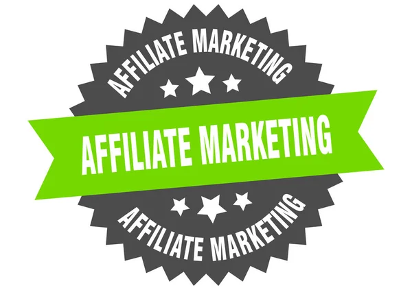 Segno di marketing di affiliazione. affiliato marketing verde-nero circolare banda etichetta — Vettoriale Stock