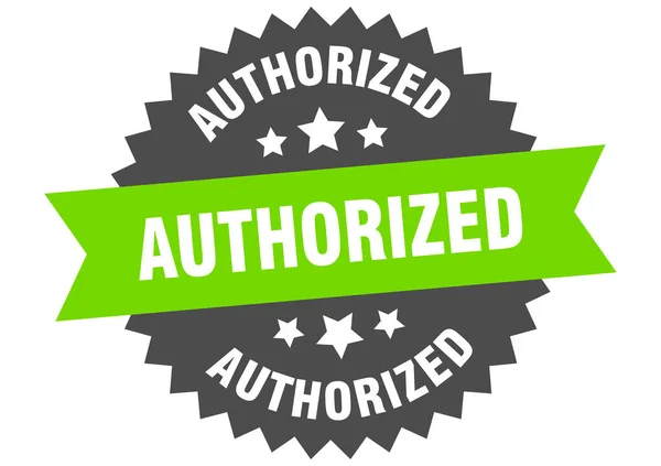 Autorisiertes Zeichen. autorisiertes grün-schwarzes Kreisband-Etikett — Stockvektor