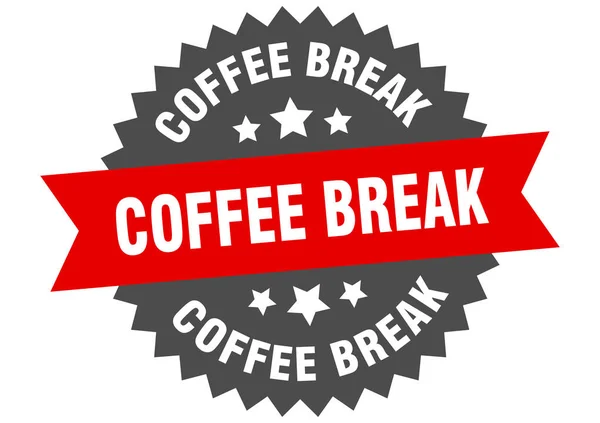 Señal de descanso de café. café romper rojo-negro banda circular etiqueta — Vector de stock