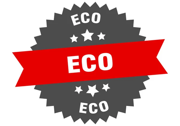 Miljömärke. eko röd-svart cirkulärt band etikett — Stock vektor
