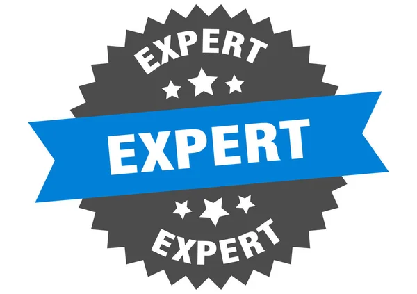 Señal experta. etiqueta de banda circular azul-negro experto — Vector de stock