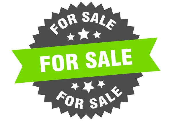 En venta signo. venta etiqueta de banda circular verde-negro — Vector de stock
