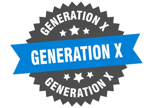 Generation x sign. generation x blue-black circular band label — ストックベクタ