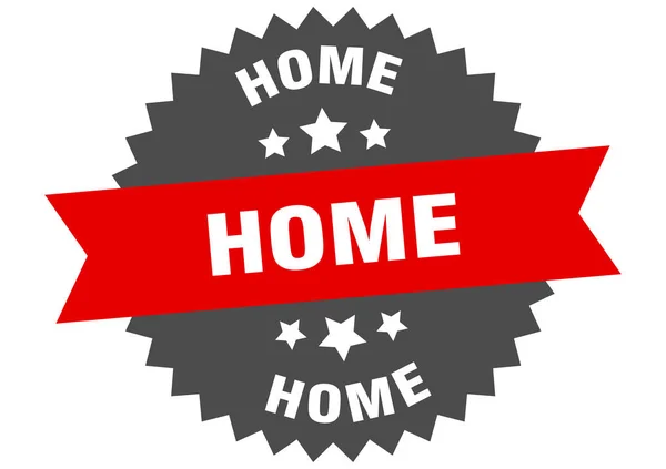 Signe d'accueil. maison rouge-noir étiquette de bande circulaire — Image vectorielle