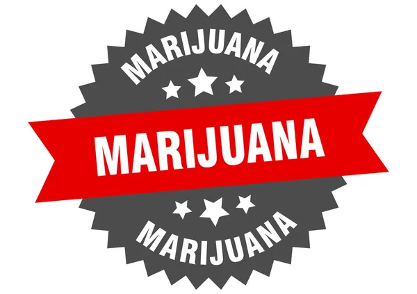 Signo de marihuana. marihuana rojo-negro etiqueta de banda circular — Vector de stock