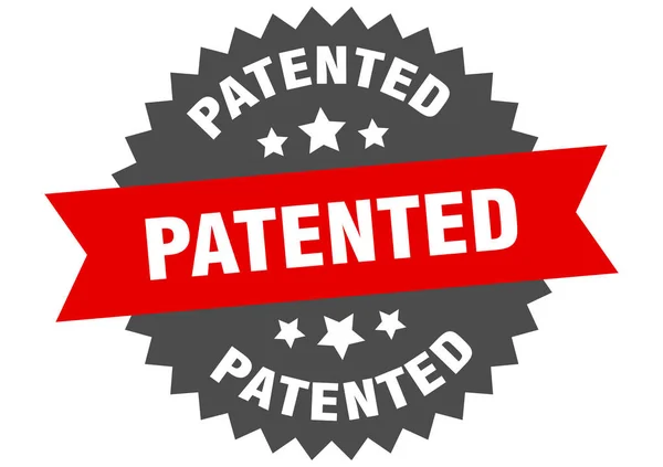 Signo patentado. etiqueta de banda circular rojo-negro patentada — Vector de stock