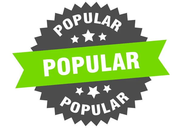 Populär skylt. populär grön-svart cirkulärt band etikett — Stock vektor
