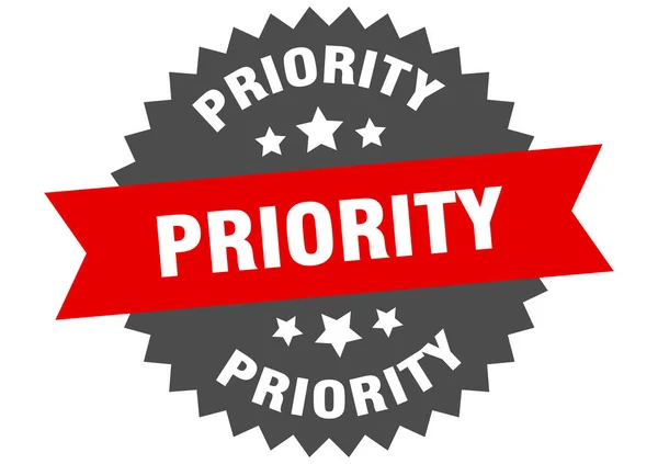 Priority sign. priority red-black circular band label — Stock Vector