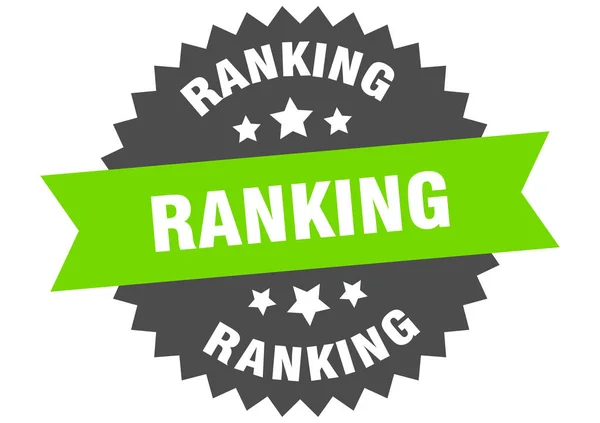 Rangordning. ranking grön-svart cirkulärt band etikett — Stock vektor