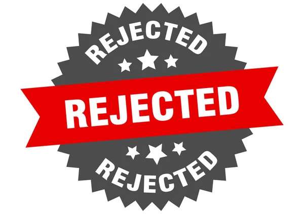 Zamítnuto. odmítnutý červenočerný kruhový štítek — Stockový vektor