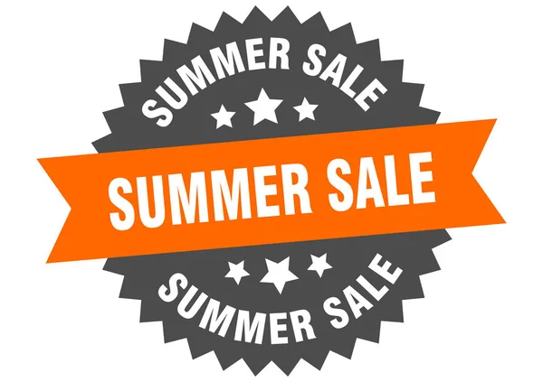 Signo de venta de verano. venta de verano naranja-negro etiqueta de banda circular — Archivo Imágenes Vectoriales