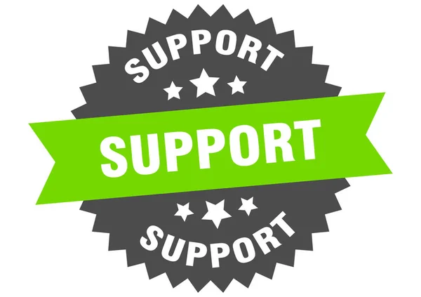 Znak wsparcia. wsparcie zielone-czarne okrągłe pasmo etykiety — Wektor stockowy