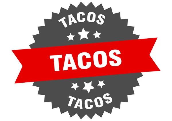 Señal de tacos. tacos etiqueta de banda circular rojo-negro — Vector de stock