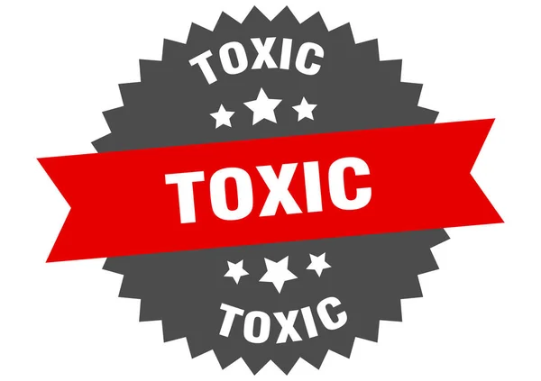 Señal tóxica. etiqueta de banda circular roja-negra tóxica — Vector de stock