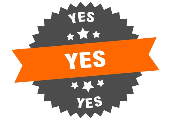 Yes sign. yes orange-black circular band label — Stock Vector