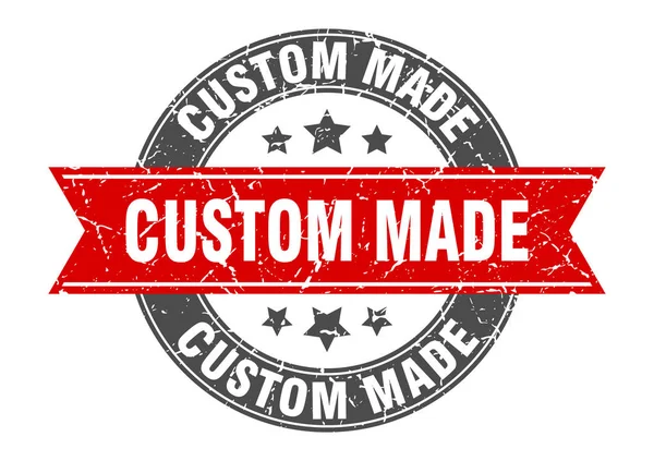 Custom made round stamp with red ribbon. custom made — Wektor stockowy